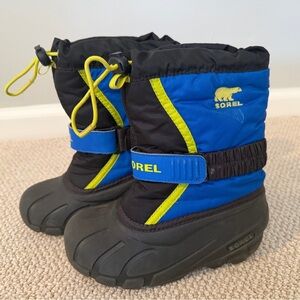Sorel Kids Boots - Black, Blue, and Yellow